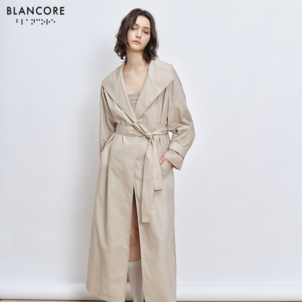 AMERI　MINIMAL FLARE LONG TRENCH COAT Exquisite Maxi Fit and Flare Overcoat, Full Length Coat