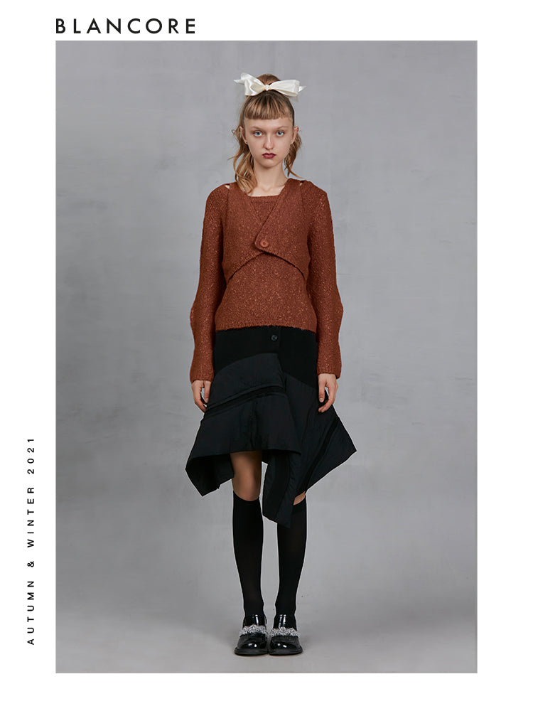 Fake Two-Piece Knitted Pullover