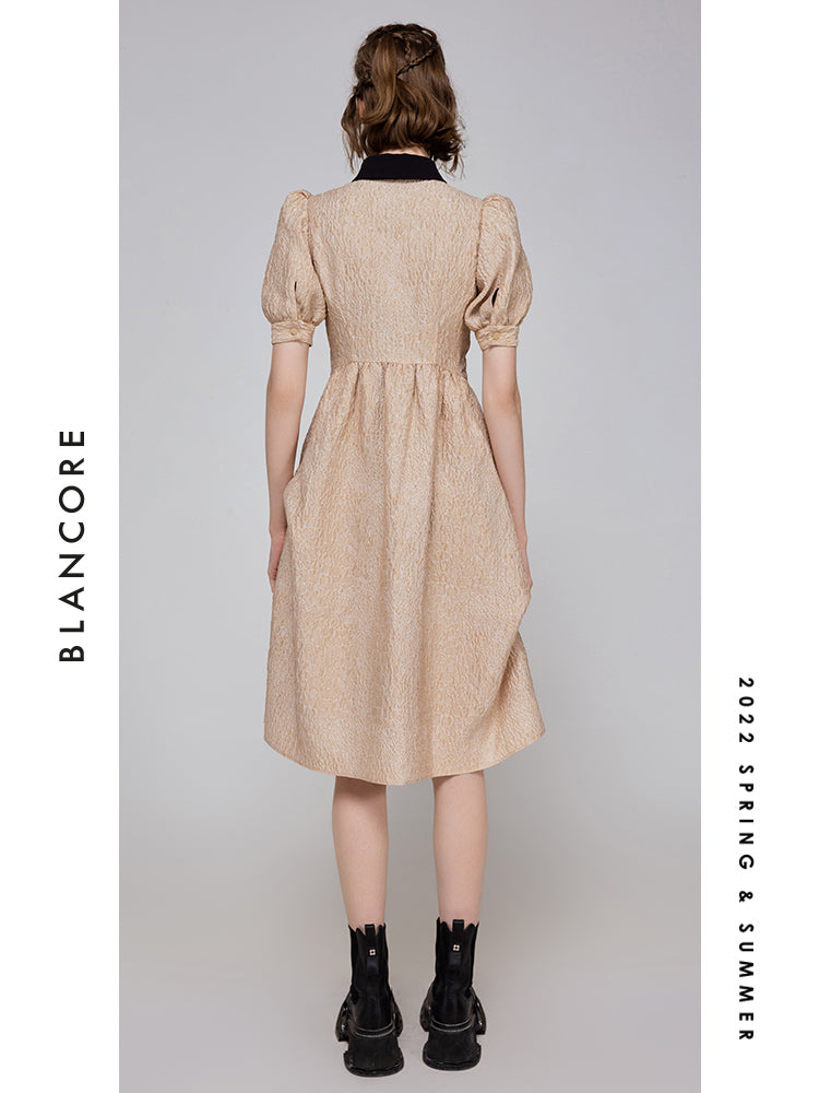 Cut Out Jacquard Pocket-style Dress