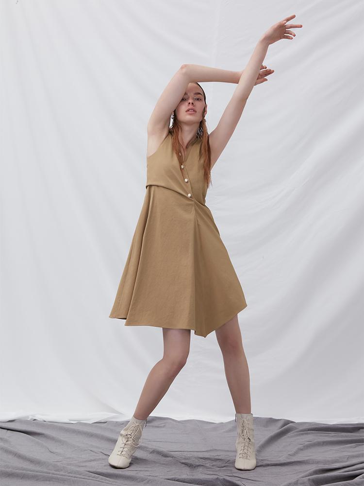 A-line Dress with Fold Detail - BLANCORE