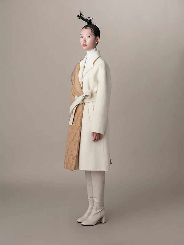 Paneled Coat With Color Block Puffer Detail - BLANCORE