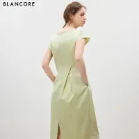 Off-Shoulder Dress with Curved Panel Design