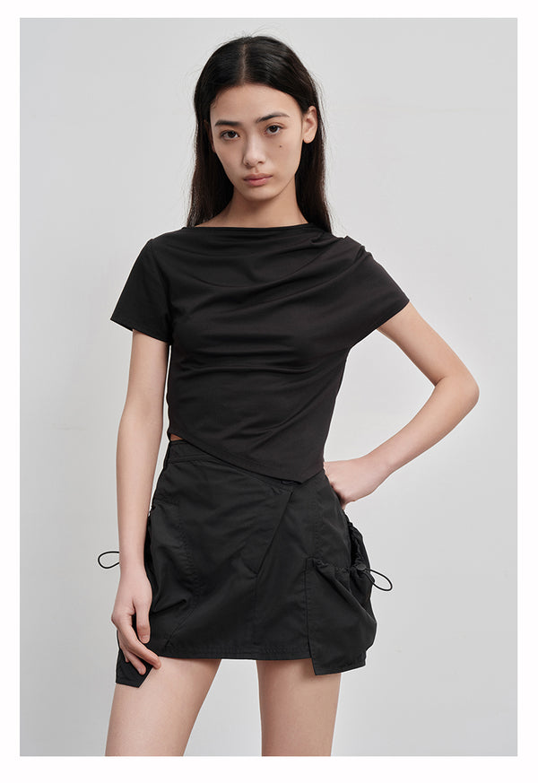 asymmetrical shoulder detail T-shirt