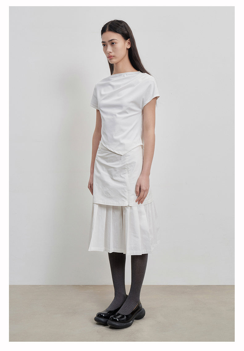 fake 2-piece split pleated skirt