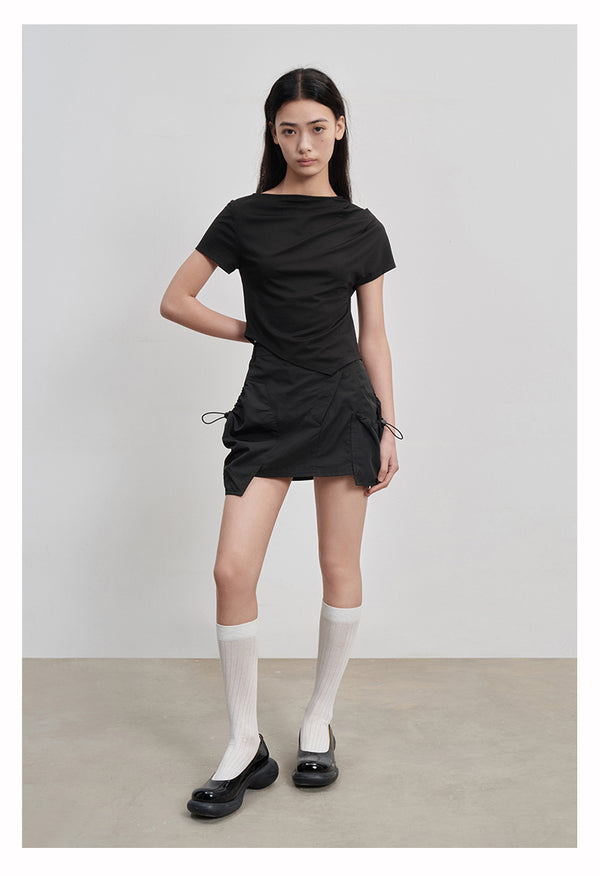 asymmetrical shoulder detail T-shirt