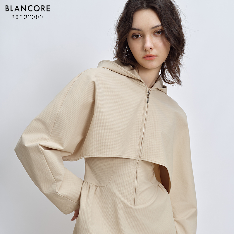 Waisted hooded sweatshirt dress