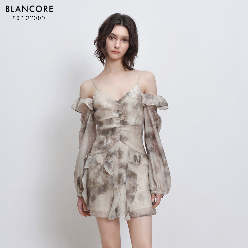 tie dye ruffled dress