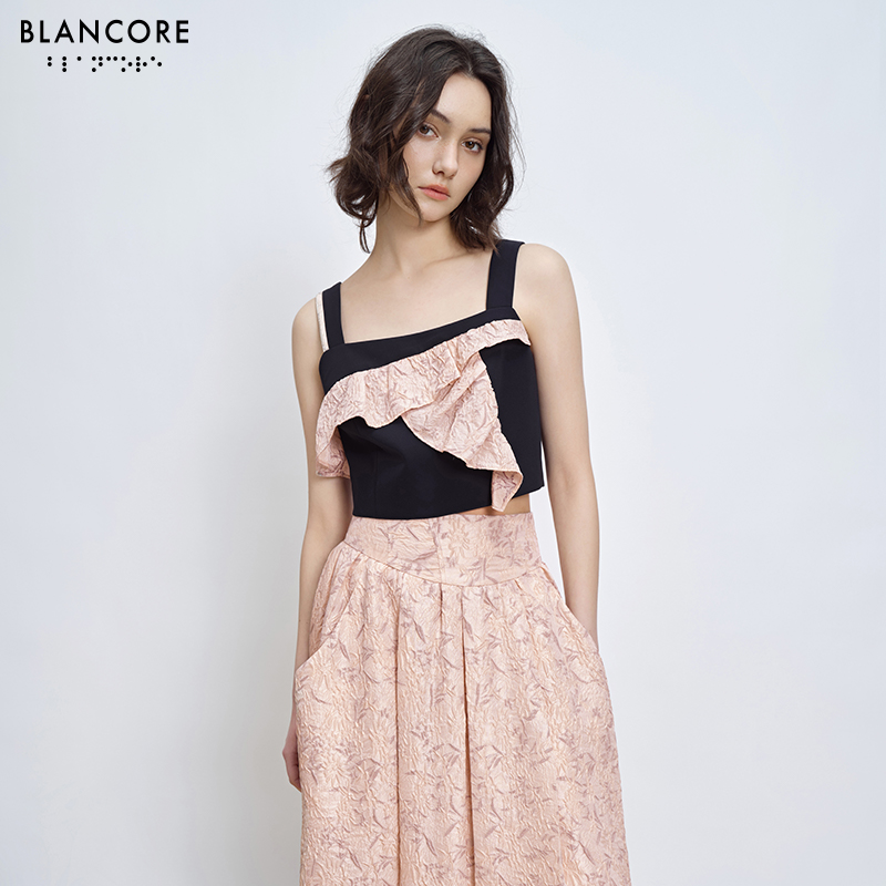 color block ruffled cami top