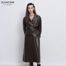 Faux Leather ruched trench