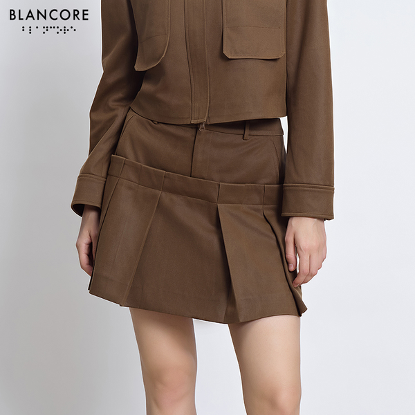 faux leather A-line skirt