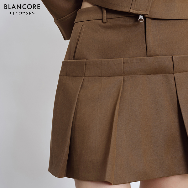 faux leather A-line skirt