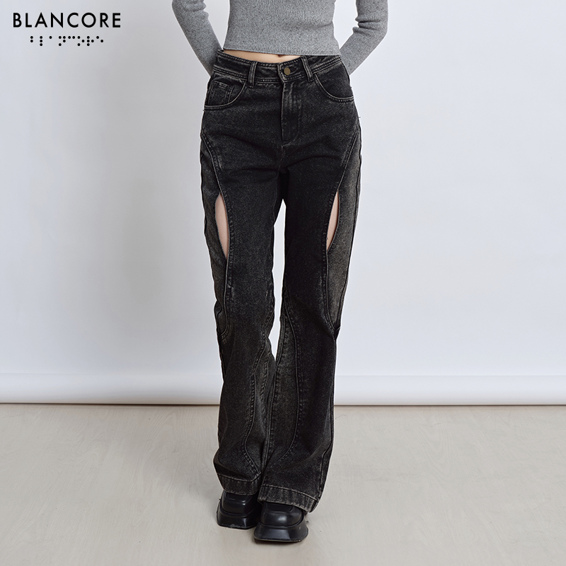 deconstructed cut out jeans