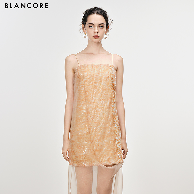mesh paneled island cami dress