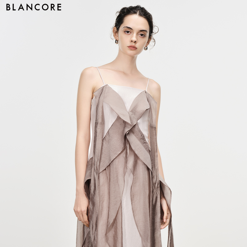 mesh paneled cami dress