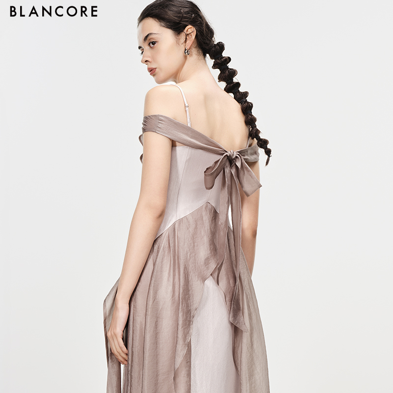 mesh paneled cami dress
