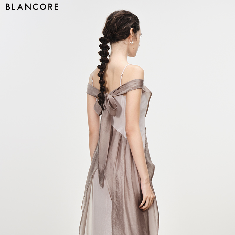 mesh paneled cami dress