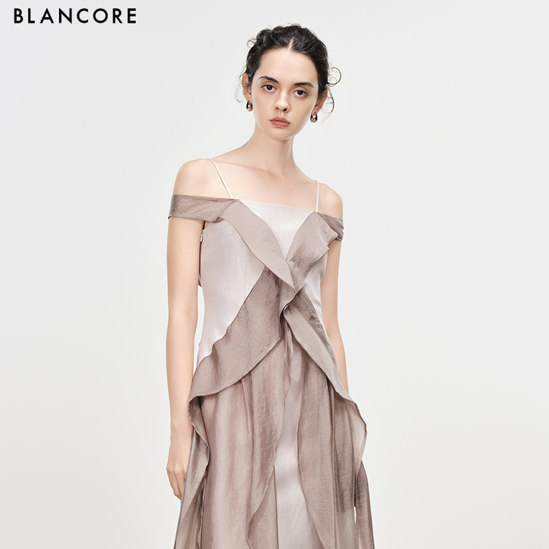 mesh paneled cami dress