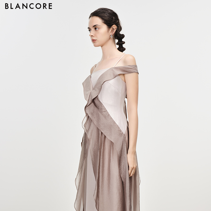 mesh paneled cami dress