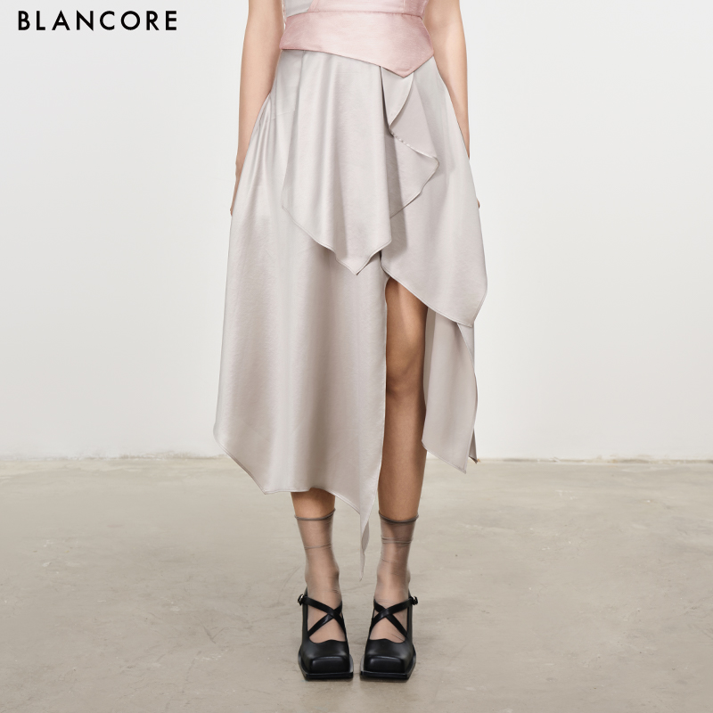 deconstructed  asymmetrical midi skirt