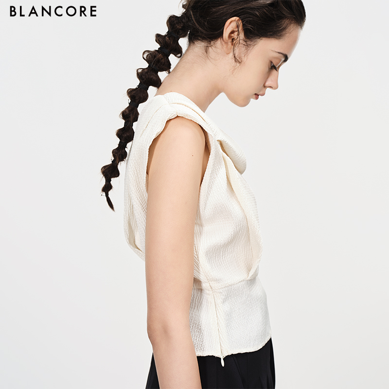 Lapel waist cinched ves