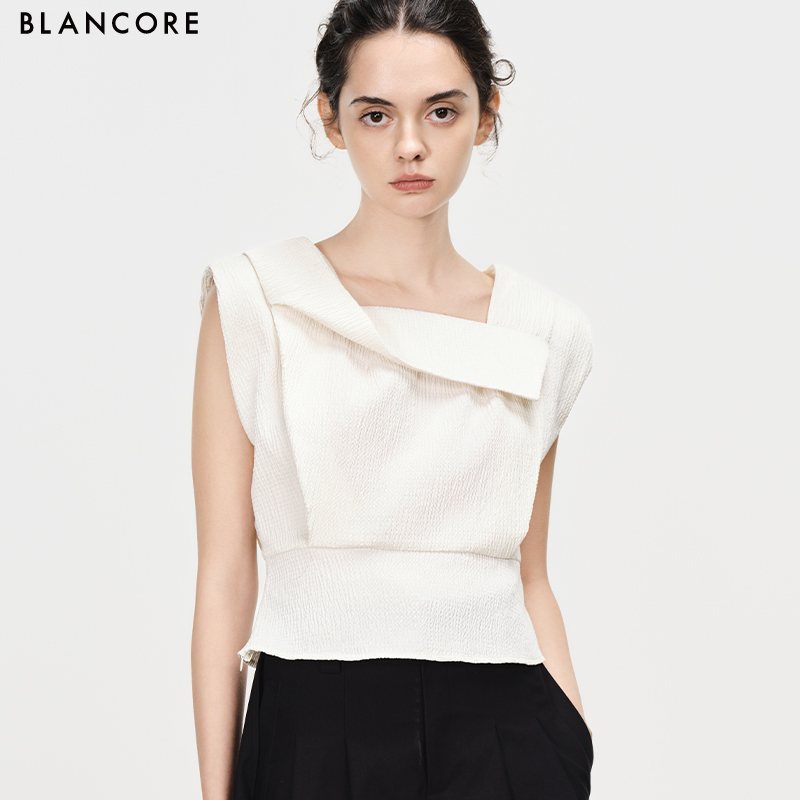 Lapel waist cinched ves