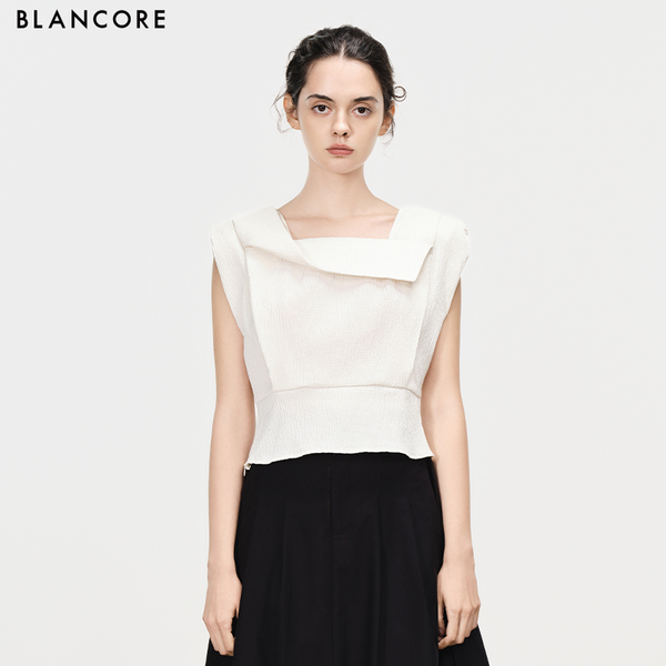 Lapel waist cinched ves