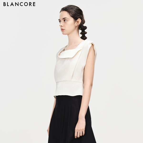 Lapel waist cinched ves