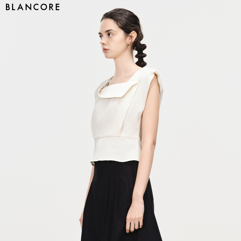 Lapel waist cinched ves