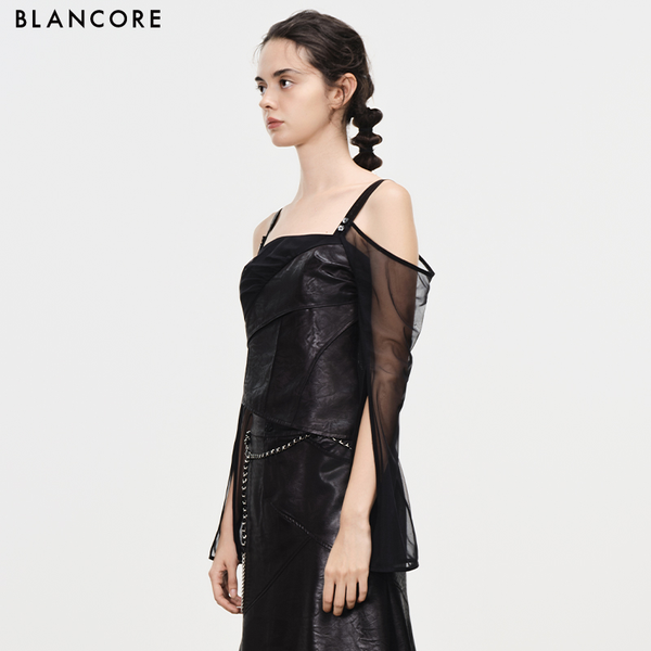 off shoulder cami top with detachable sleeve
