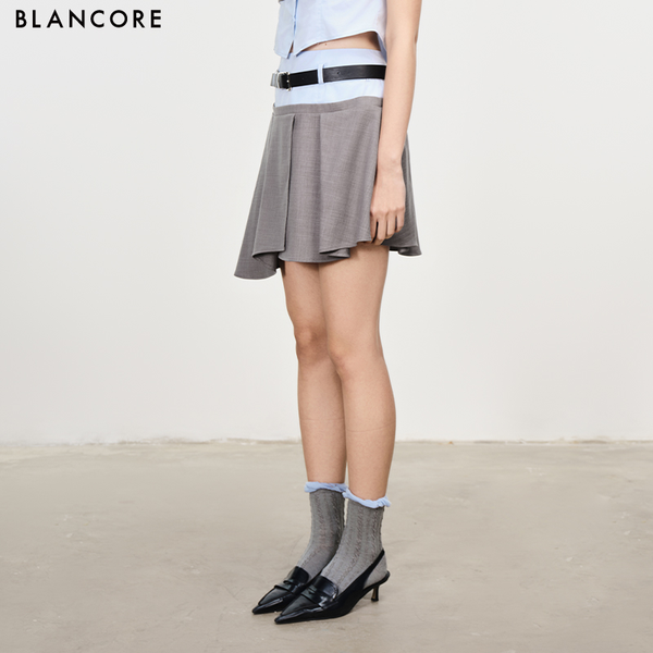 fake 2-piece pleated skirst
