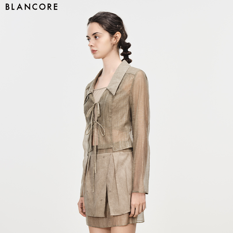 2-piece sheer crop blazer