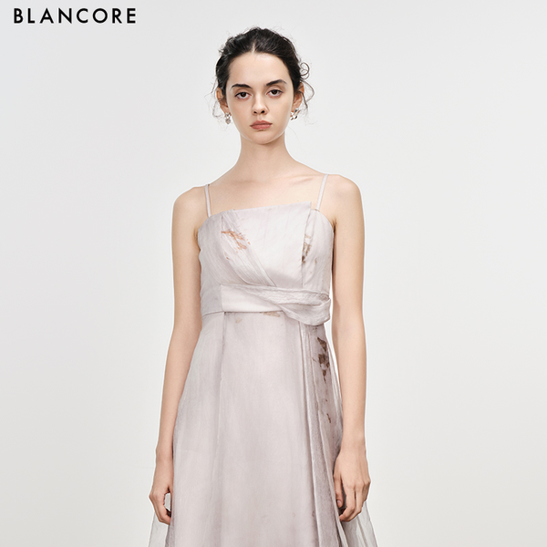 deconstructed mesh layered cami dress