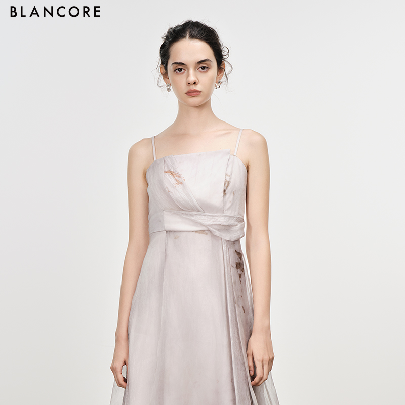 deconstructed mesh layered cami dress