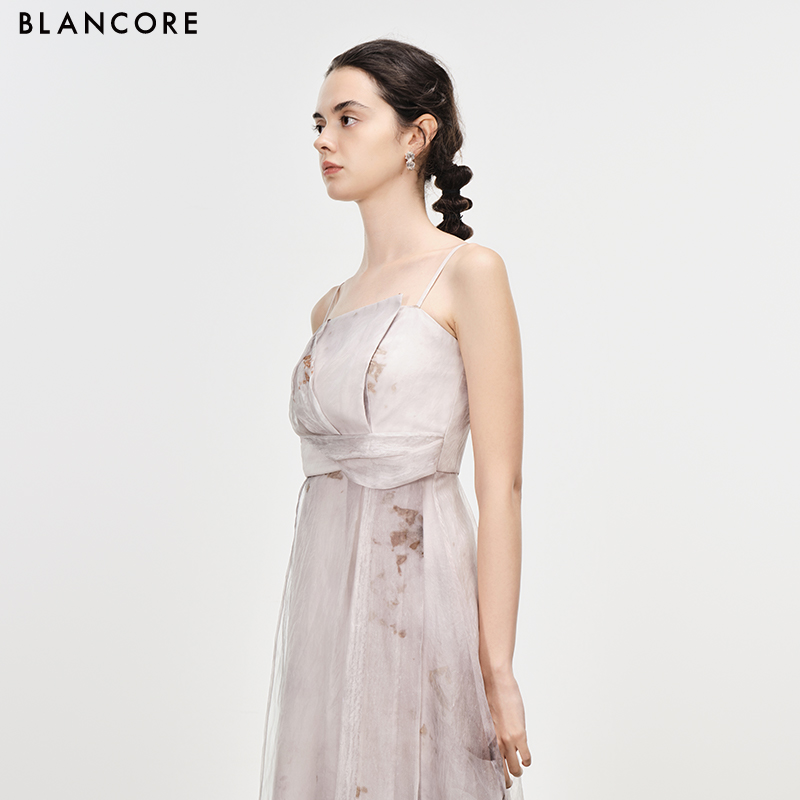 deconstructed mesh layered cami dress