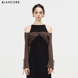 2-piece mesh paneled knitted midi dress