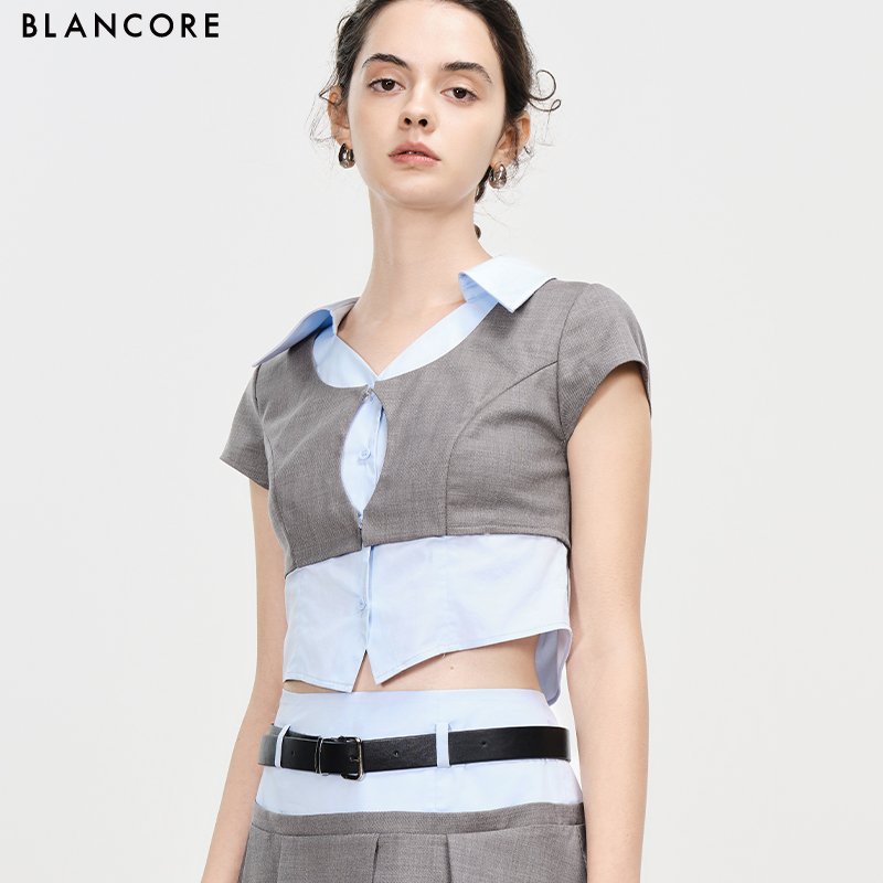 fake 2-piece crop shirt
