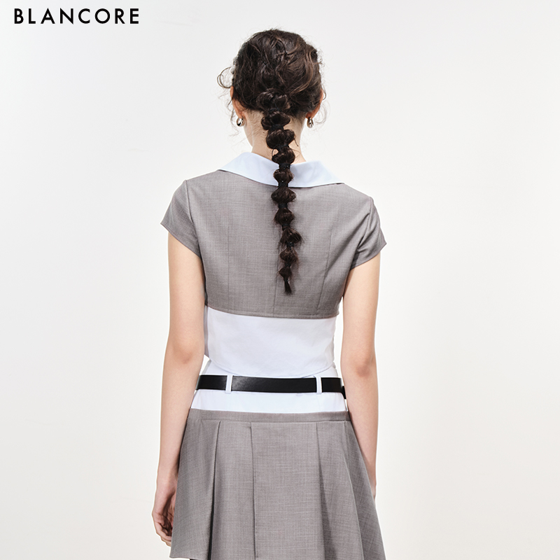 fake 2-piece crop shirt