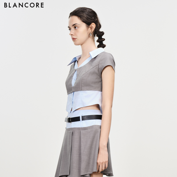 fake 2-piece crop shirt