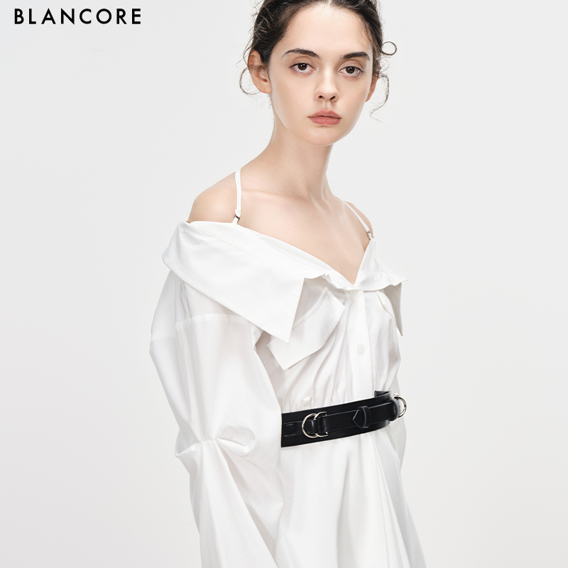 dual wear off shoulder shirt dress