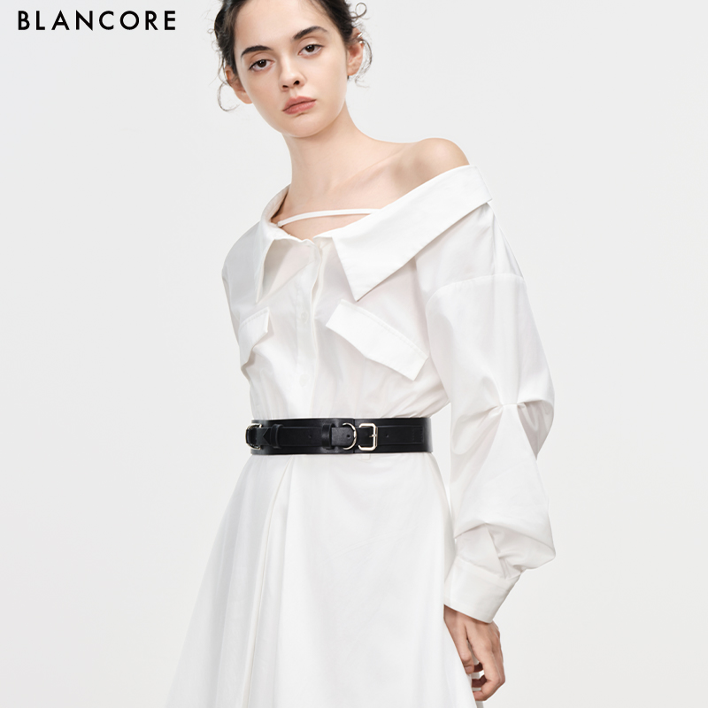 dual wear off shoulder shirt dress