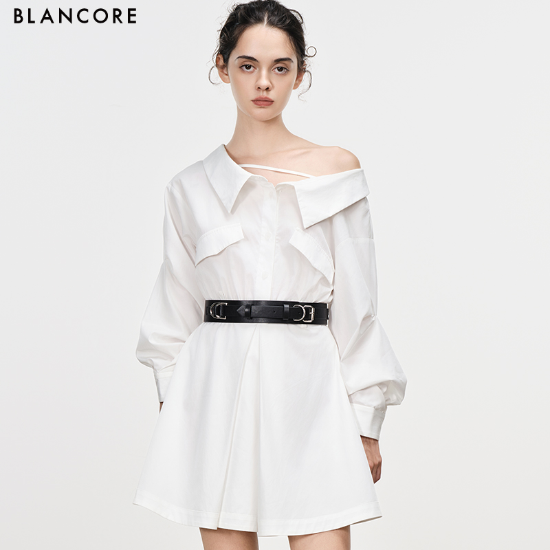 dual wear off shoulder shirt dress