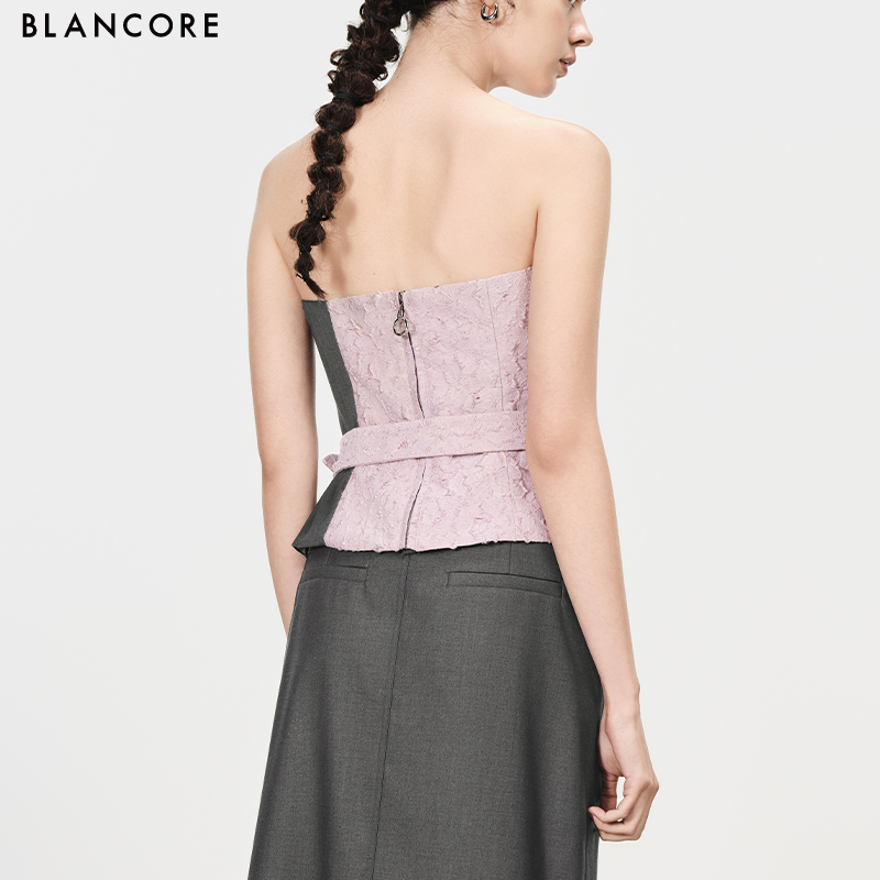 deconstructed color block 3D tube top