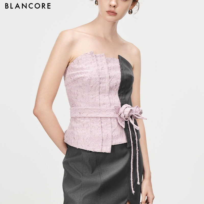 deconstructed color block 3D tube top