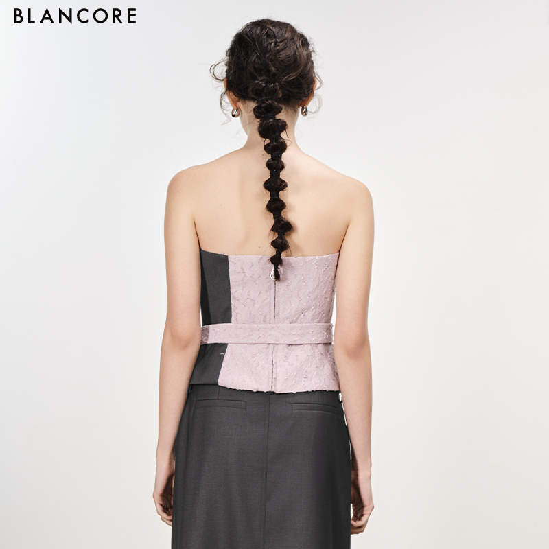 deconstructed color block 3D tube top