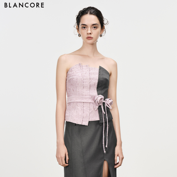 deconstructed color block 3D tube top