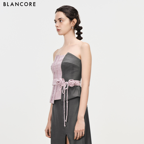 deconstructed color block 3D tube top