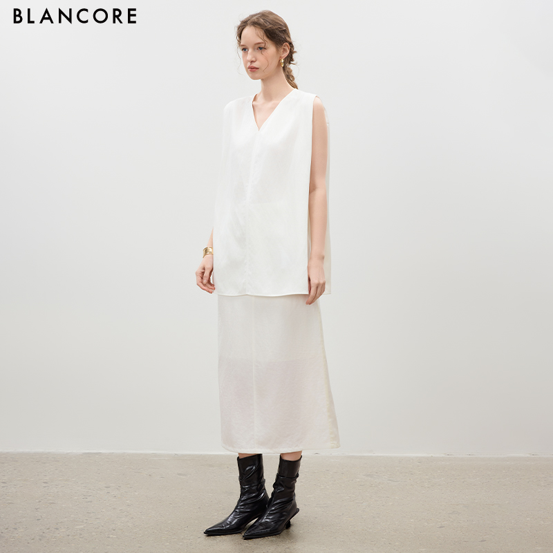 Silk Panel Midi Skirt