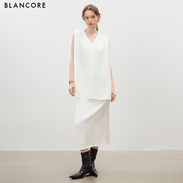 Silk Panel Midi Skirt