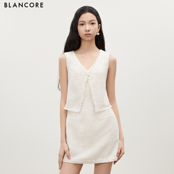 Tweed-Style Layered Look Sleeveless Dress
