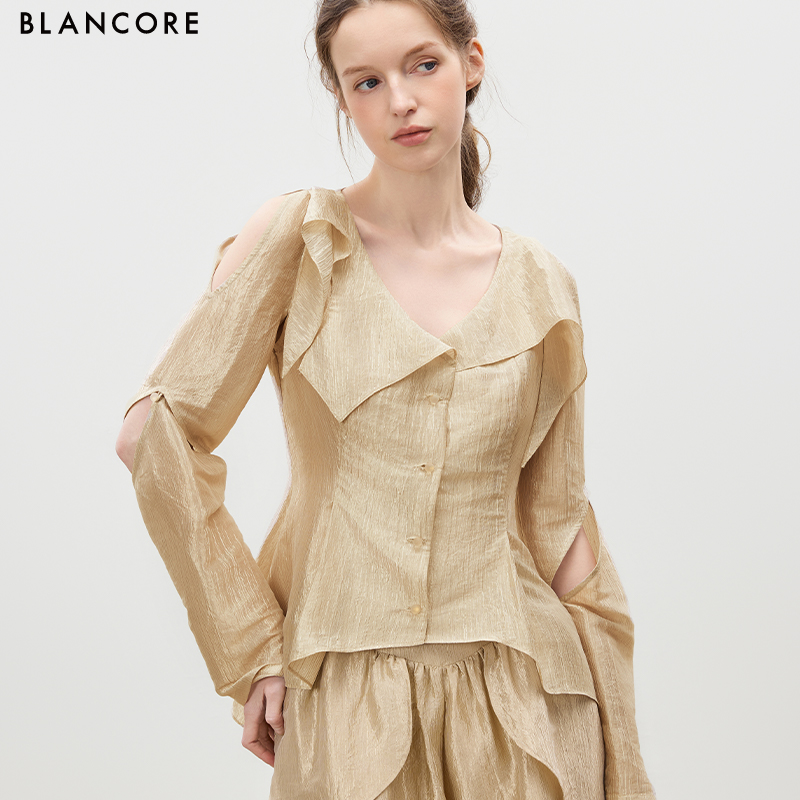 Off-Shoulder Asymmetric Collar Top